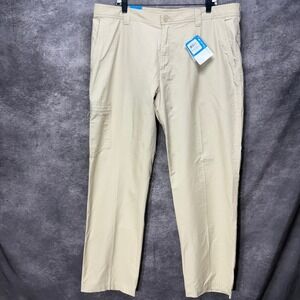 Columbia Twisted Cliff Cargo Pants Mens 40x32 Khaki Beige Ripstop Fabric Hiking